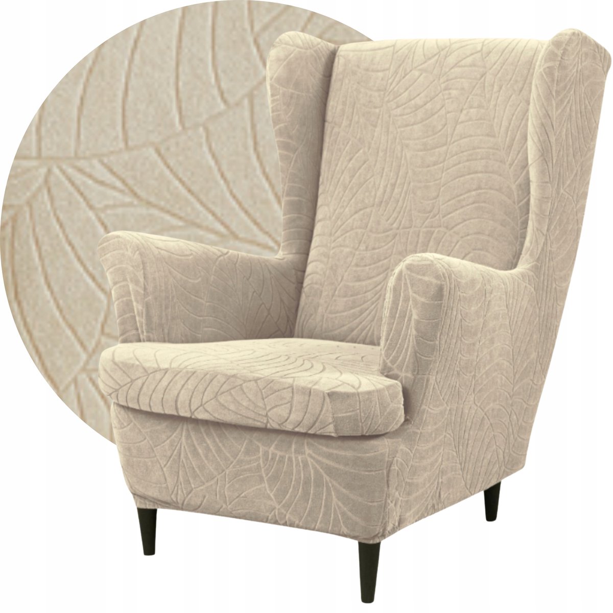Universele Stoelhoes, Dikke Jacquard Stof, Beige, Elastisch