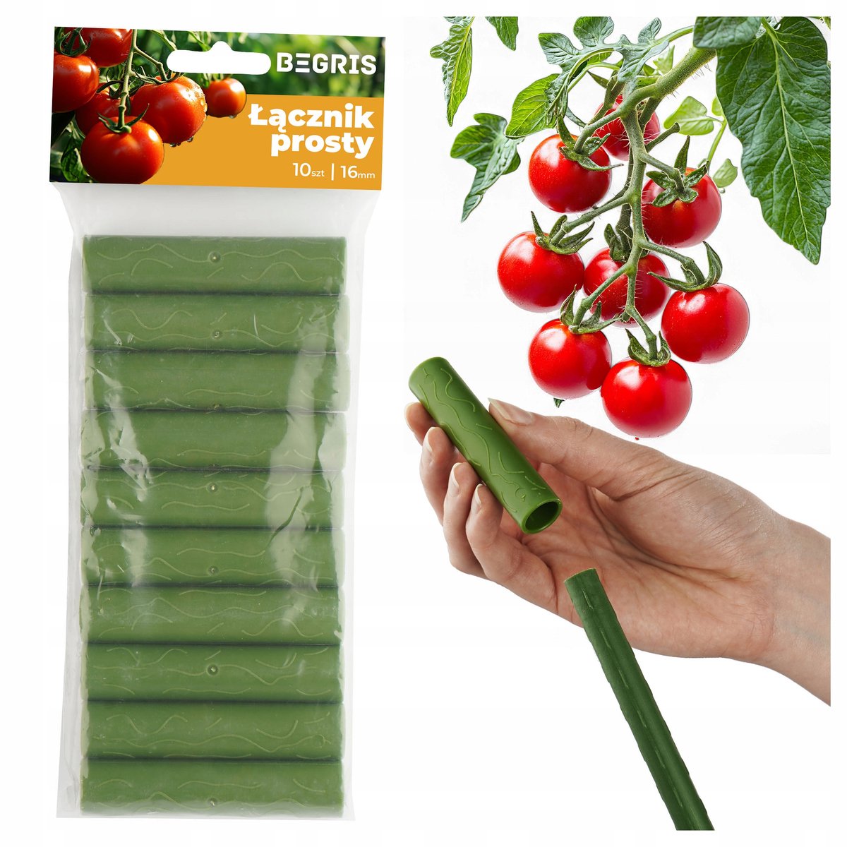 Set van 10 Groene Kunststof Koppelingen voor Stokken 16mm