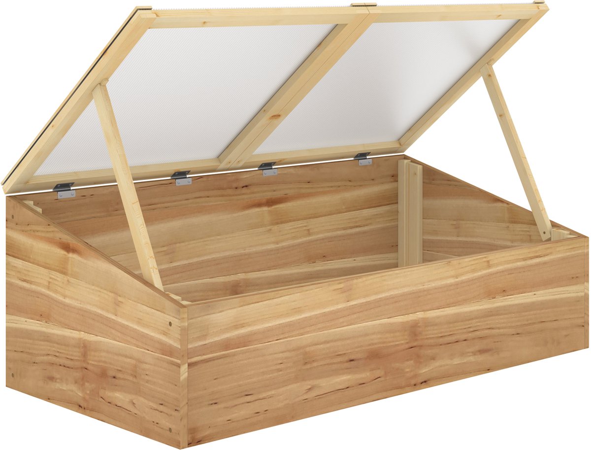 Outsunny Koude Kas/Kweektent - Vurenhout - 100x50x36cm - Natuurlijk hout