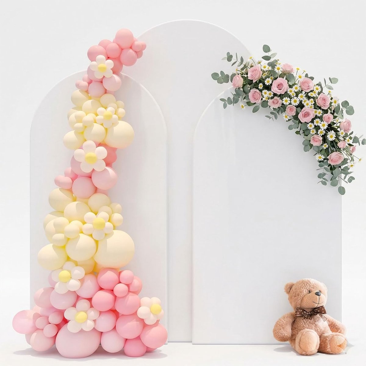 Ballonboog bedekking 3 stuks - witte achtergrond - polyester - ideaal voor bruiloften - ShopVlot