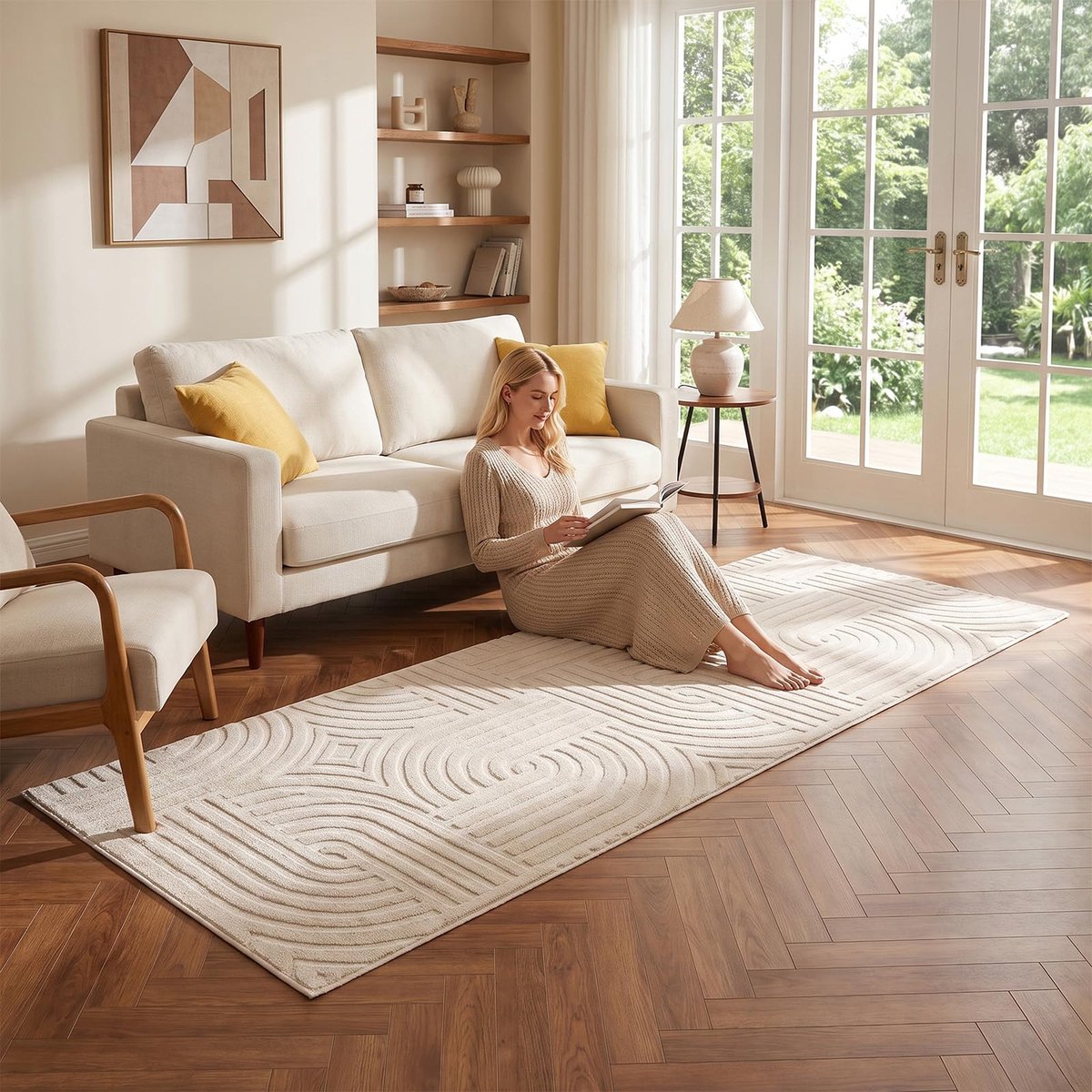 Enyhom Loper voor de gang, keuken, antislip, wasbaar, 80 x 200 cm, beige - ShopVlot