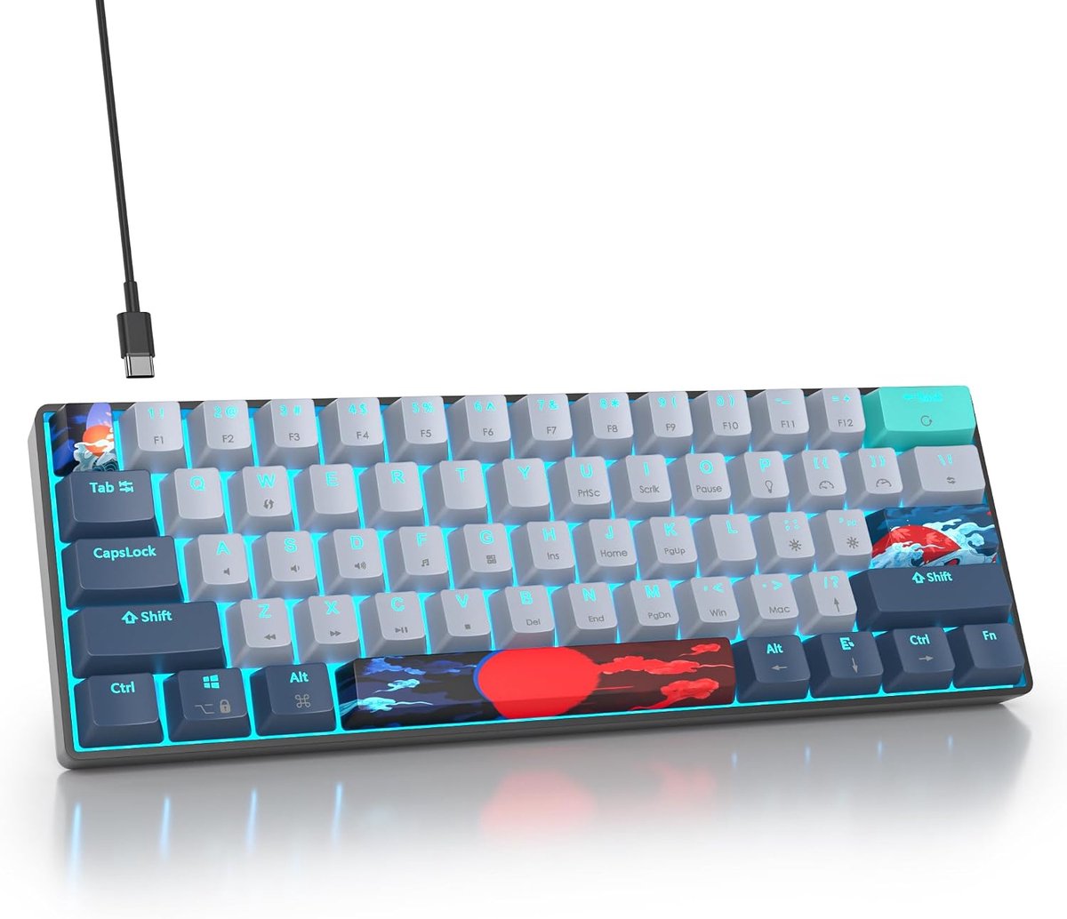 SOLIDEE 60% Mechanisch Gaming Toetsenbord,61 Toetsen met Lineaire Rode Switches,Bedraad Mechanisch Toetsenbord met - ShopVlot