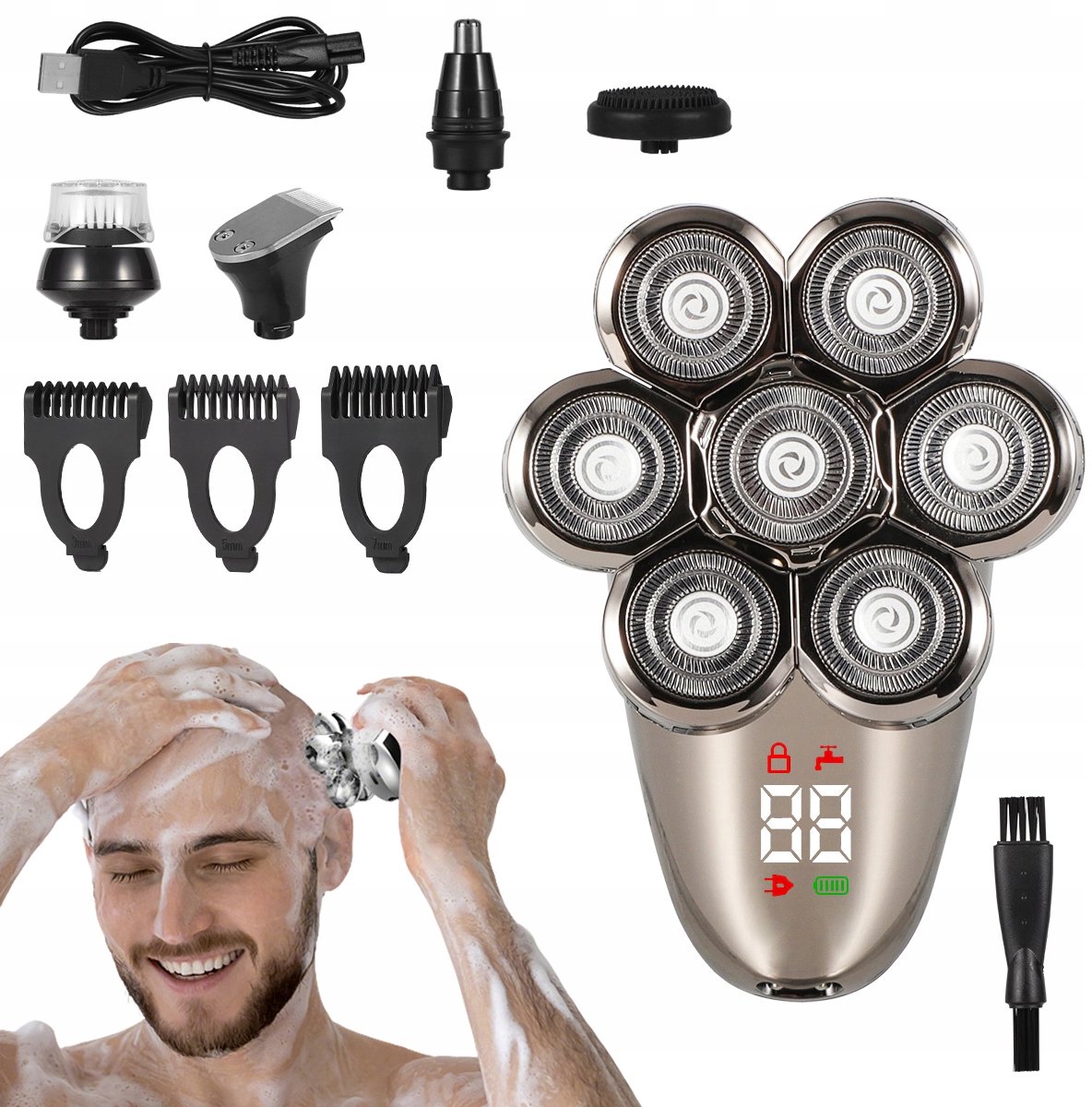Merkloze Elektrische Scheerapparaat voor Mannen - Hoofd, Baard, Neus, Oren