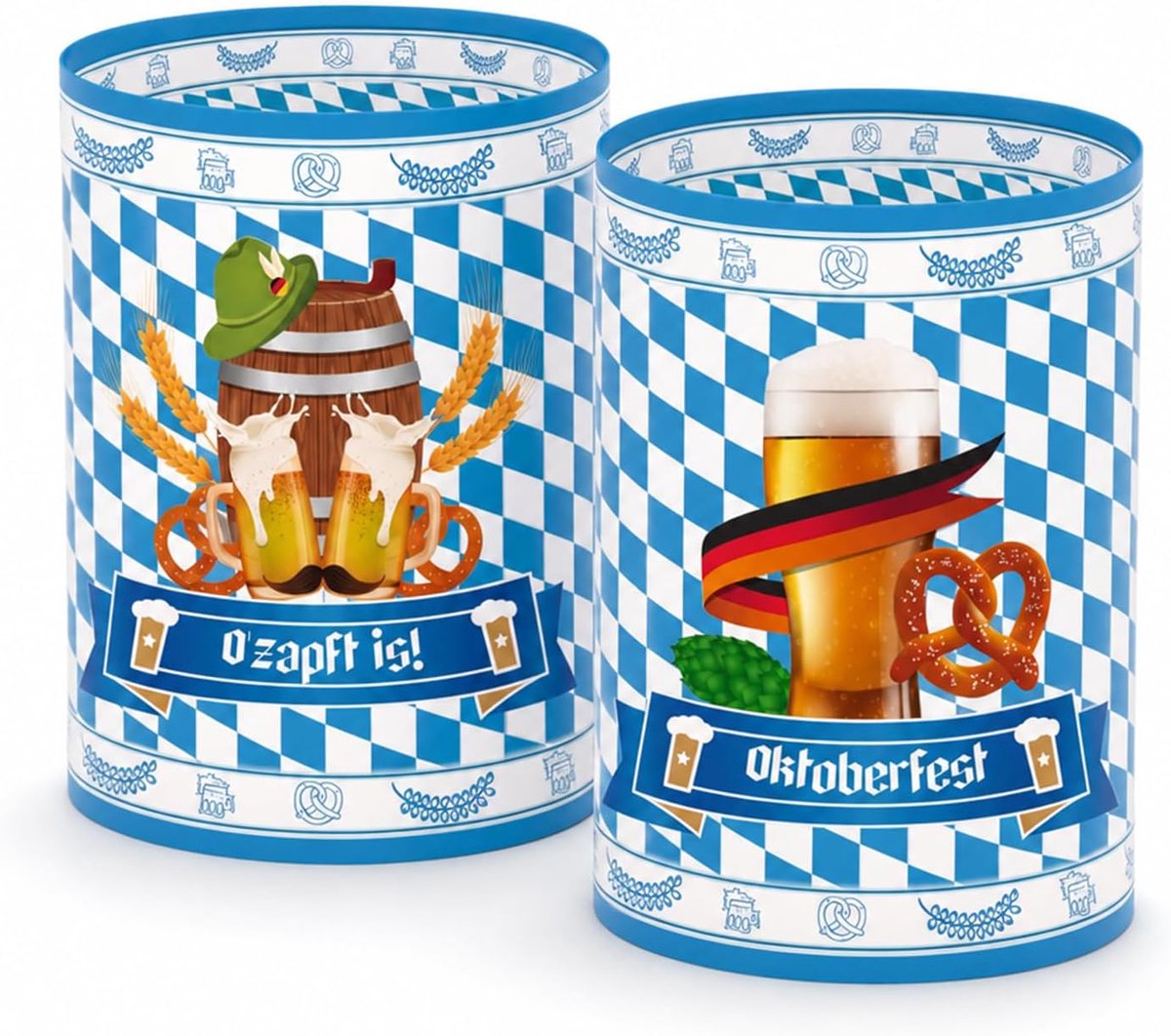 12 stuks Oktoberfest decoratie, theelicht lampenkappen, blauw-wit - ShopVlot