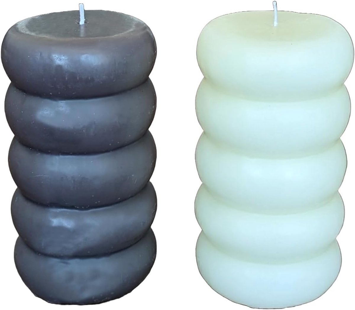 Bubble Candle Set of 2 Black and White - Durable Decorative Candles 14 x 7.5 x 7.5 cm - ShopVlot