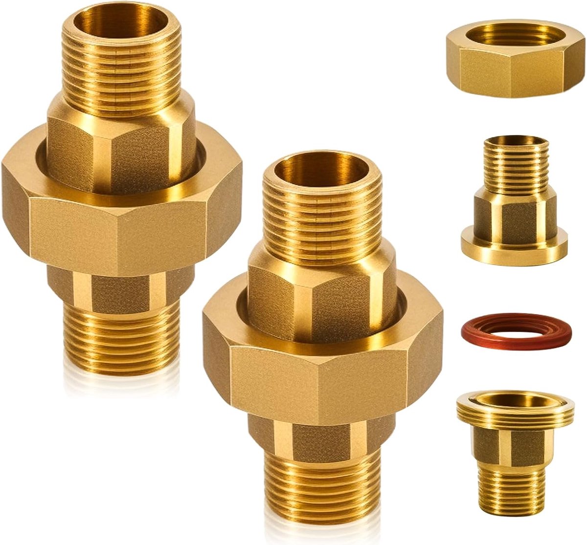2pcs Brass Screw Connection 1 inch, 1 Inch AG/AG Brass Threaded Fitting, Screw Connection Conical Sealing with Male - ShopVlot