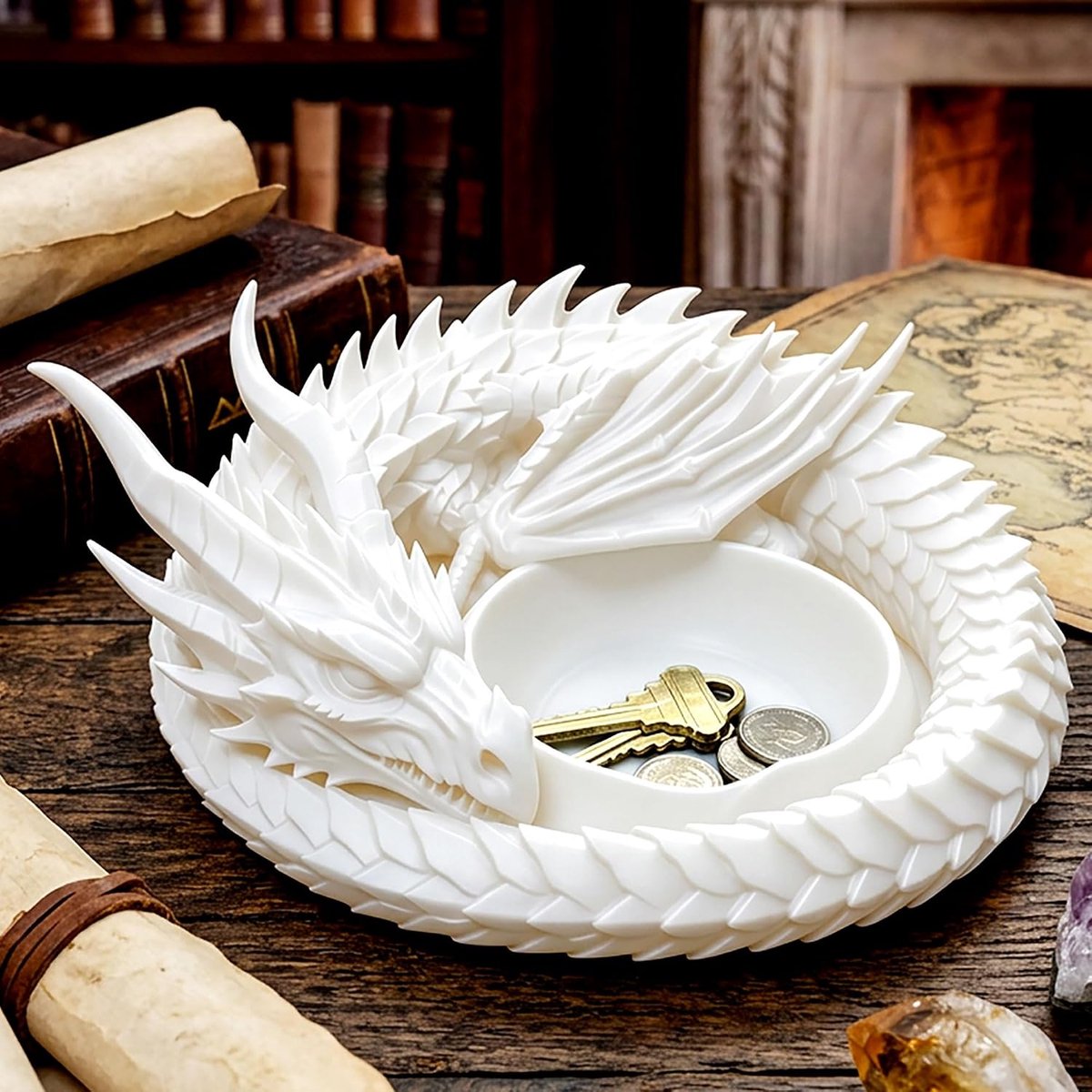 wit drakenfiguur schaduw fantasie halloween beeldje feestartikelen - ShopVlot