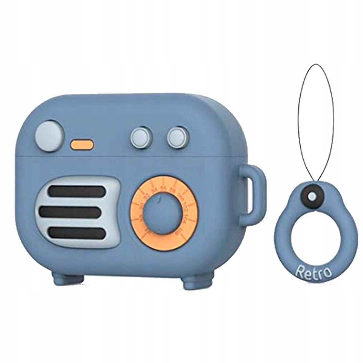 AirPods Pro Case Retro Radio Blauw - Siliconen 3D Bescherming