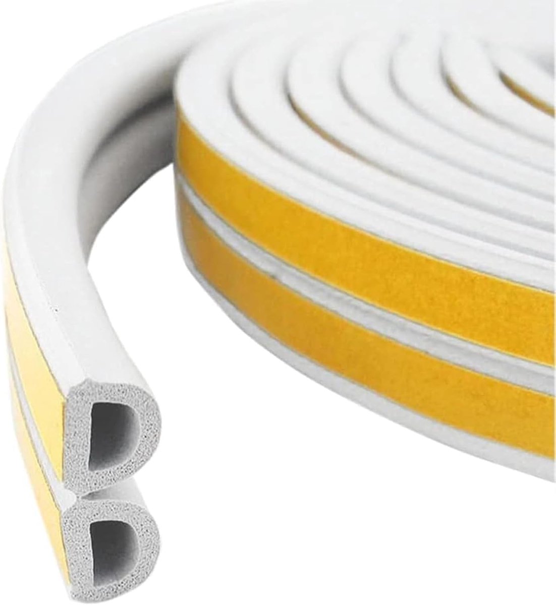 Afdichtingstape voor deuren en ramen, zelfklevende rubberen schuimafdichtstrips, tochtstopper voor raamdeur, weerstrip, afdichtingstape, zelfklevend (9 mm x 6 mm totaal 10m, wit)