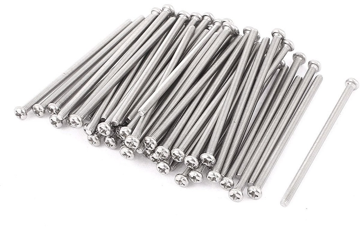 sourcingmap M3 x 60mm 304 Stainless Steel Phillips Pan Head Screws Bolt 60pcs - ShopVlot