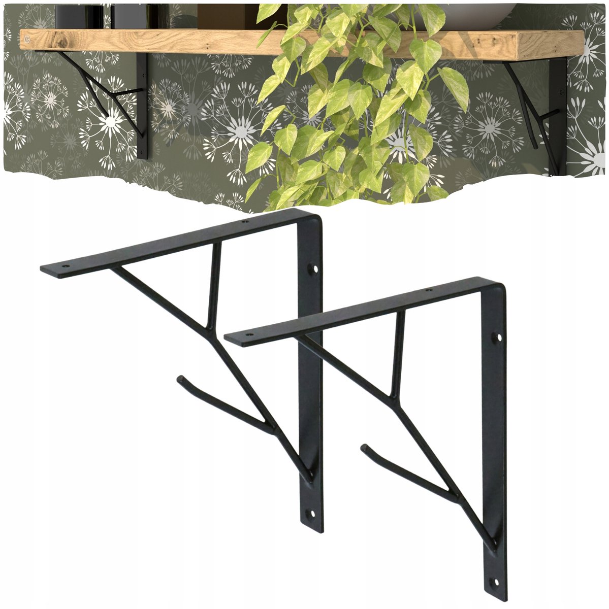Zwarte Wandsteunen Plank 200mm - Stijlvolle Loft & Industrieel Design