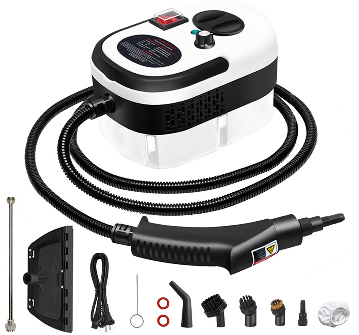 Jensaro Stoomreiniger - 2500W Hogedruk Stoomcleaner 1,2L - 6 Standen en 11 Accessoires - Voor Keuken Badkamer en Auto - Compact