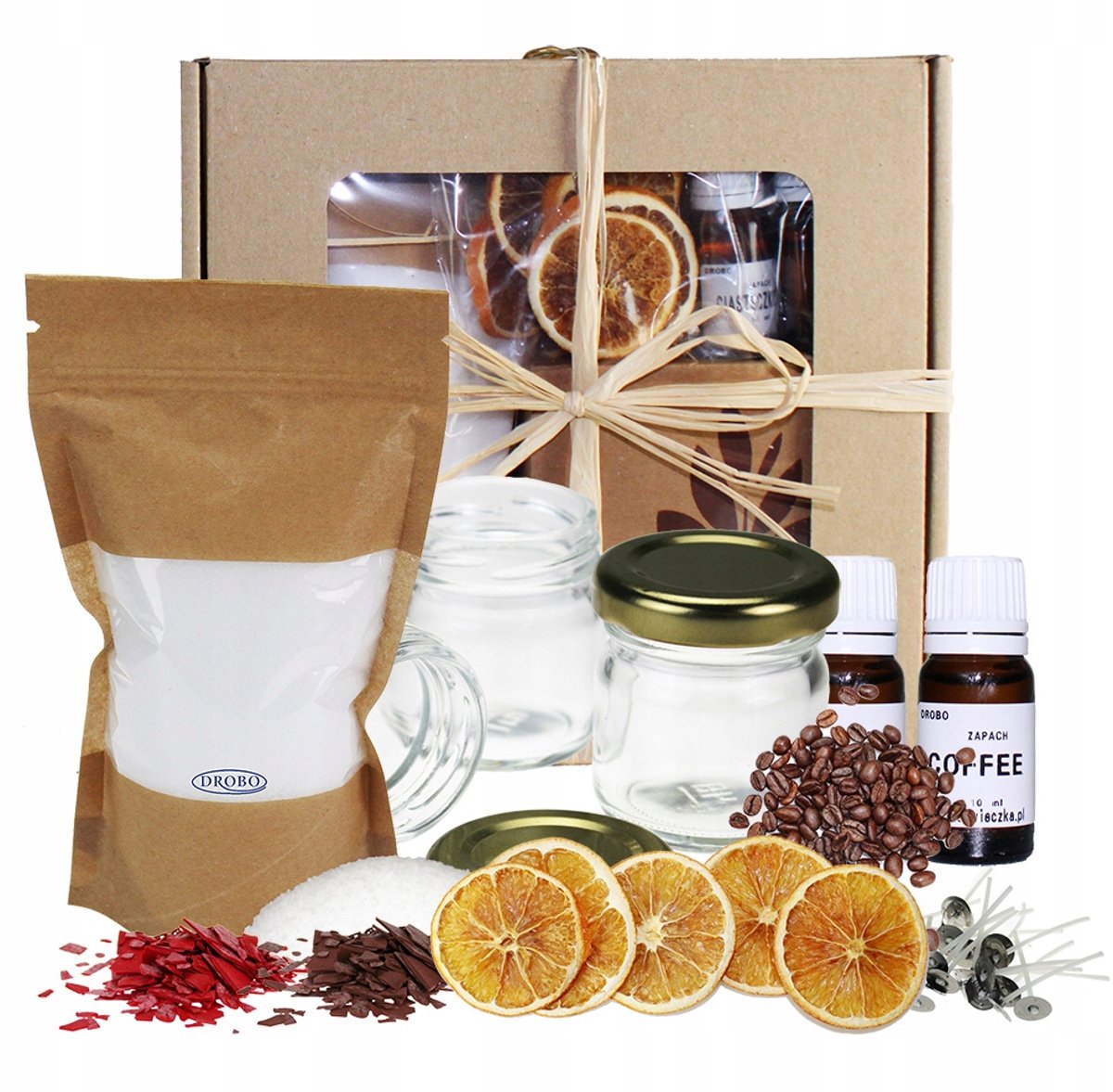 Zelf Kaarsen Maken Set: Cadeauset met 4 Glazen Potjes & Gouden Deksel