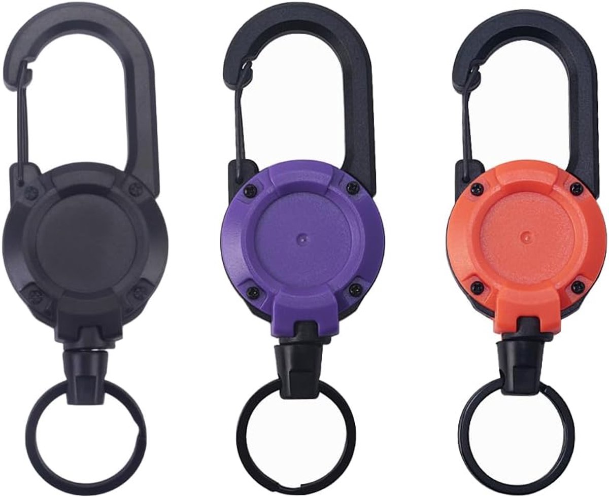 3 stuks sleutelhangers, uittrekbare stalen touw, sleutelband met karabijnhaak - ShopVlot