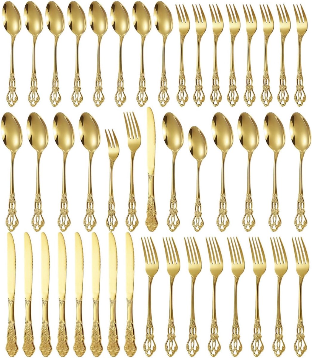ZRNS® Bestekset 8 Persoons - Serviesset 40-delig - Servies - Goud
