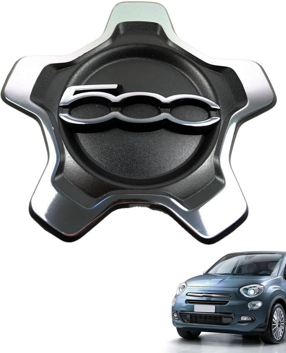 Wheel Trims for Fiat 500 & 500X (14 Inches) Premium Wheel Trims Set of 1 Plug & Play ABS Material High Gloss Black - ShopVlot