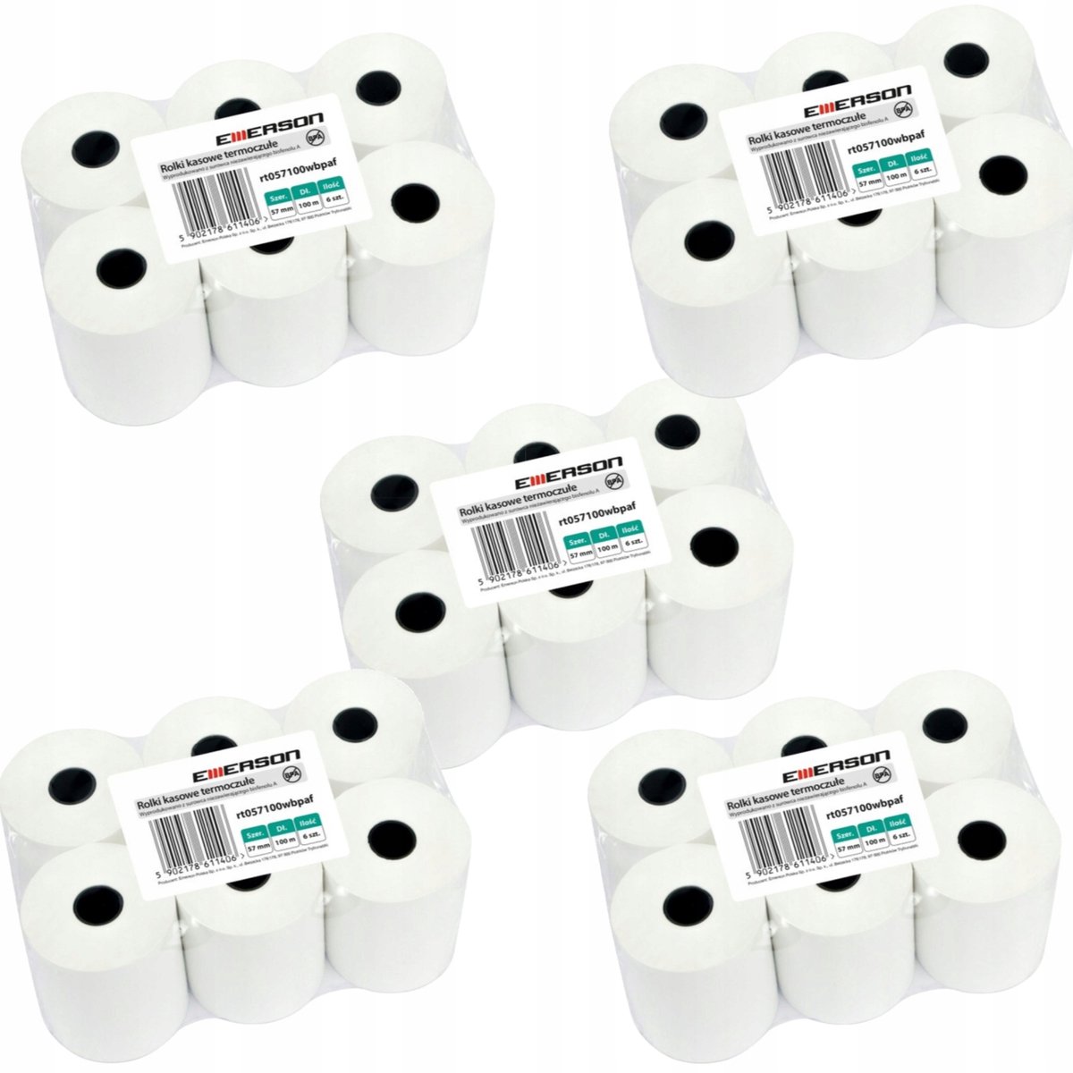 Thermische kassarollen 57/100mm - 6 stuks