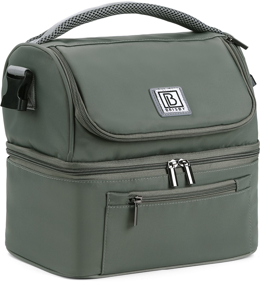 Brisby Koeltas 11 Liter - Lunchtas - Inclusief 2 Koelelementen - Dubbel Compartiment - 4-Laags Geïsoleerd - Waterafstotend - Misty Green — cadeau in Sport & Outdoor - foto 8