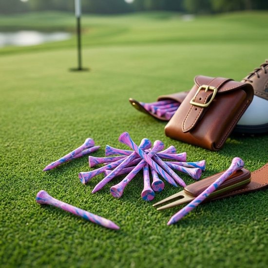 Roze blauwe houten golf tees 50 stuks – golf tees 3-1/4 inch – kleurrijk ontwerp – duurzame houten tee – golf accessoires – geschikt voor training en golfspel — afbeelding 4