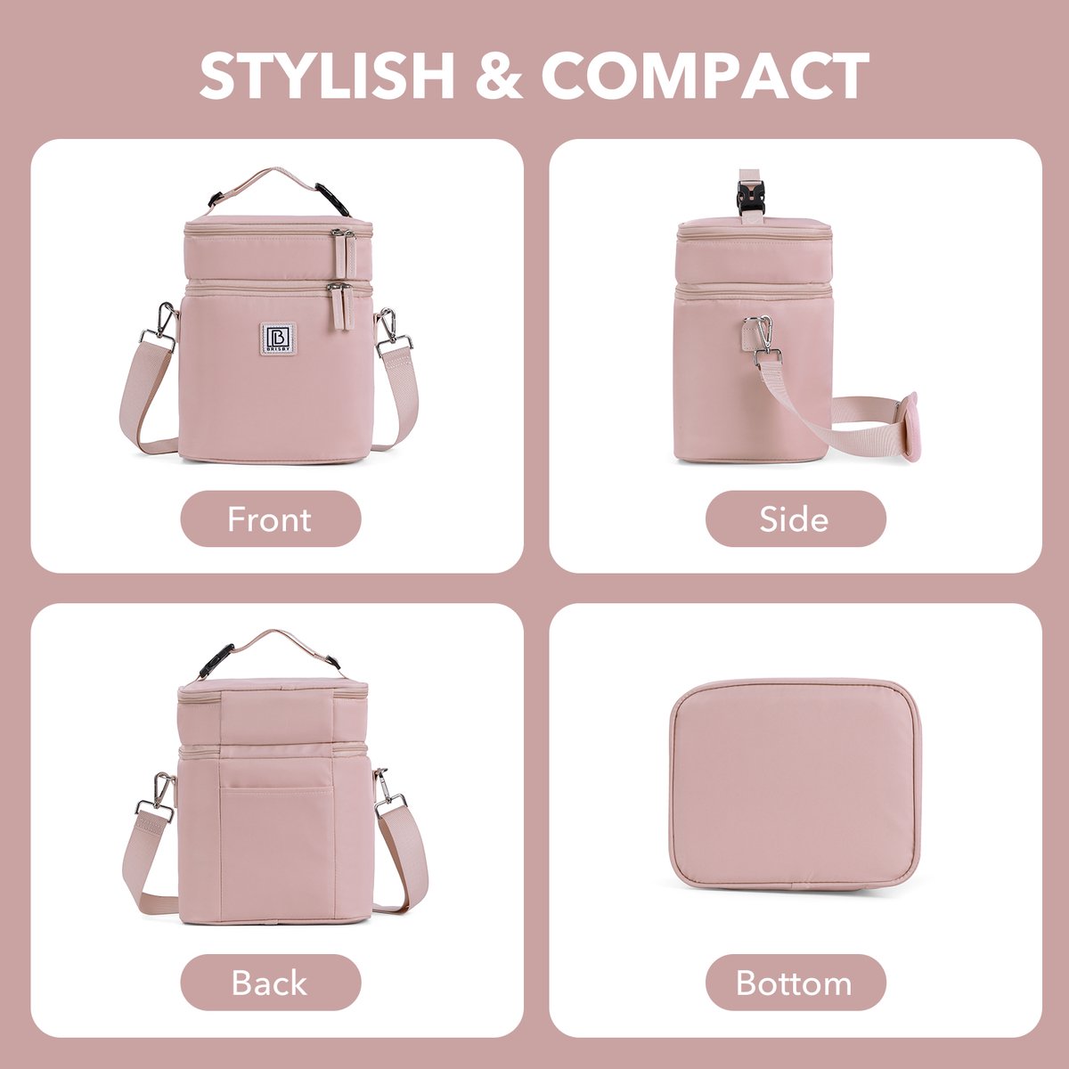 Brisby Koeltas 12 Liter – Lunchtas voor Werk & Onderweg – 2 Geïsoleerde Vakken – Inclusief 2 Koelelementen – Tot 10 Uur Koel- Soft Pink — cadeau in Sport & Outdoor - foto 6