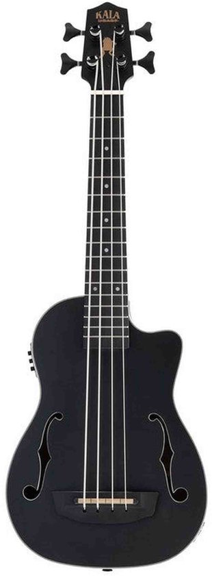 Kala Journeyman Black U•BASS® bas ukulele – Mahonie, Matte Zwart, F-Holes, Elektrisch-Akoestisch met EQ en Gigbag