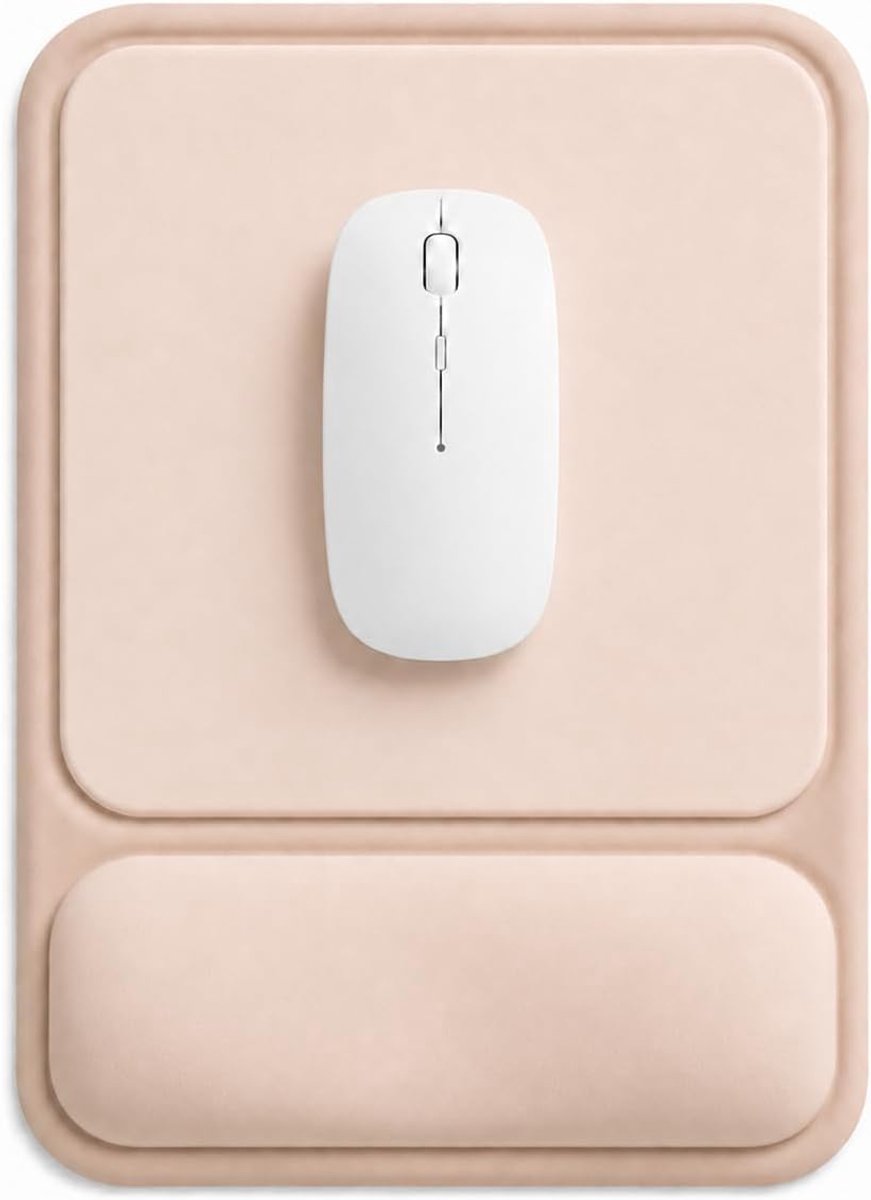Muismat ergonomisch met polssteun gel - apricot nude - nieuwe ergonomische vorm - ideaal voor langdurig gebruik - ShopVlot