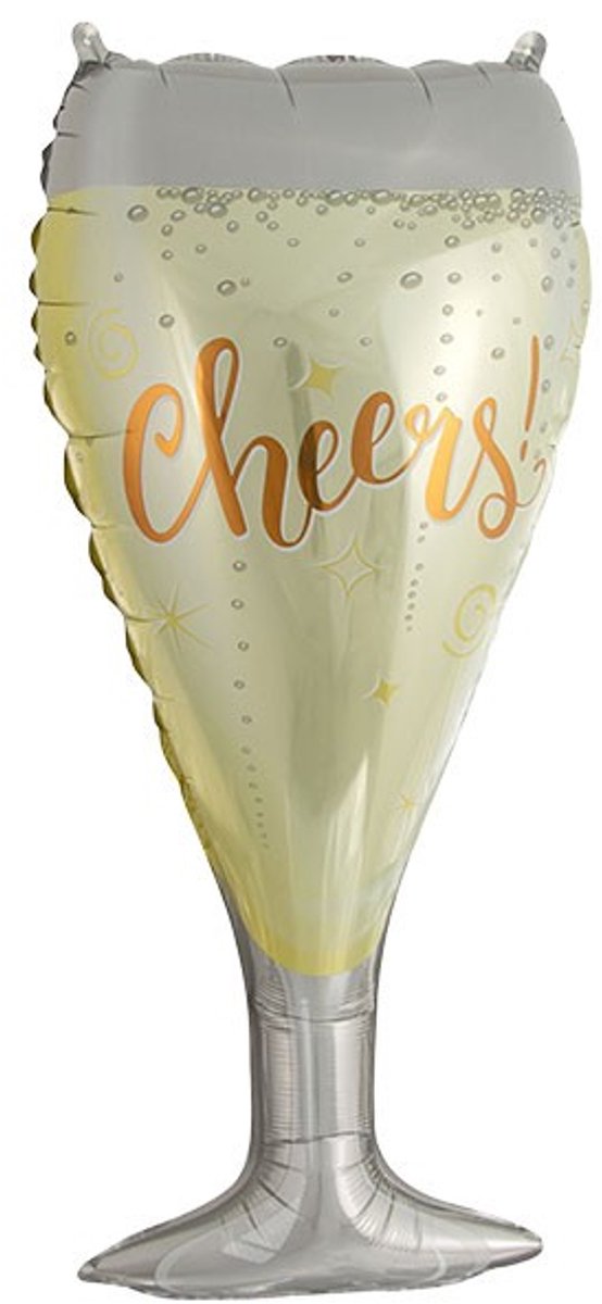 Folieballon Champagneglas - Cheers - 84 cm - Helium- en Luchtvulling
