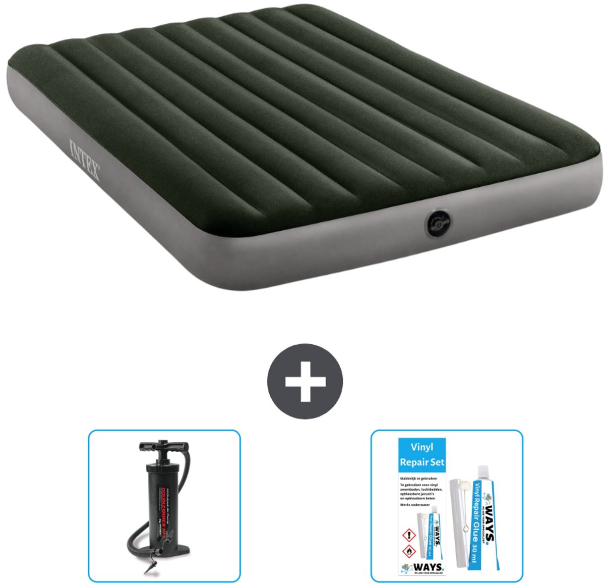 Intex Luchtbed - 2-Persoons - 152 x 203 x 25 cm - Groen - Inclusief Accessoires CB13