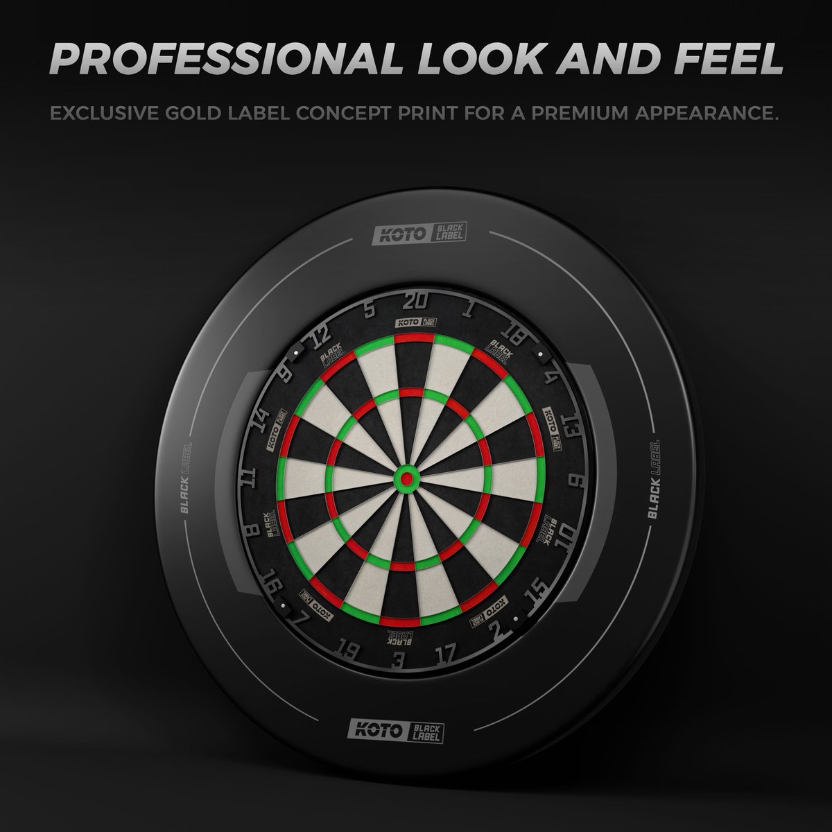 KOTO Black Label Dartboard + KOTO Black Label Surround + 2 Sets KOTO dartpijlen 90 Pieces - Dartset