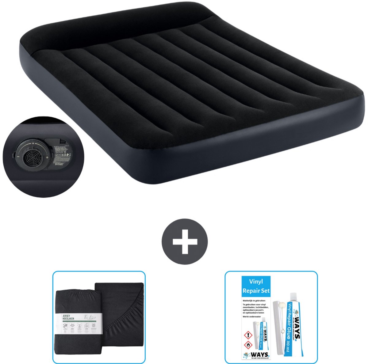 Intex Luchtbed - Twijfelaar - 137 x 191 x 25 cm - Blauw - Inclusief pomp - Accessoires CB18