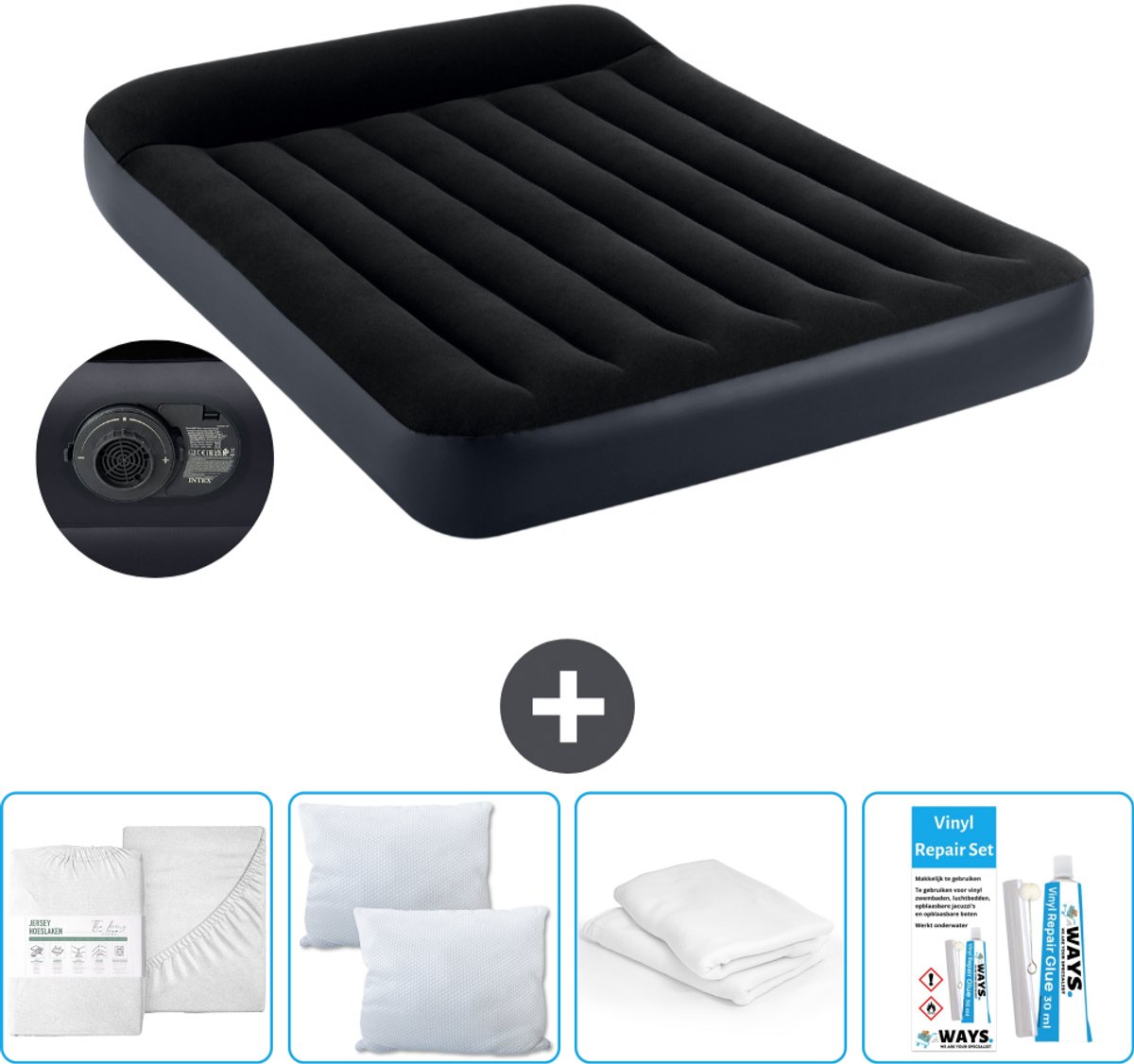 Intex Luchtbed - Twijfelaar - 137 x 191 x 25 cm - Blauw - Inclusief pomp - Accessoires CB15