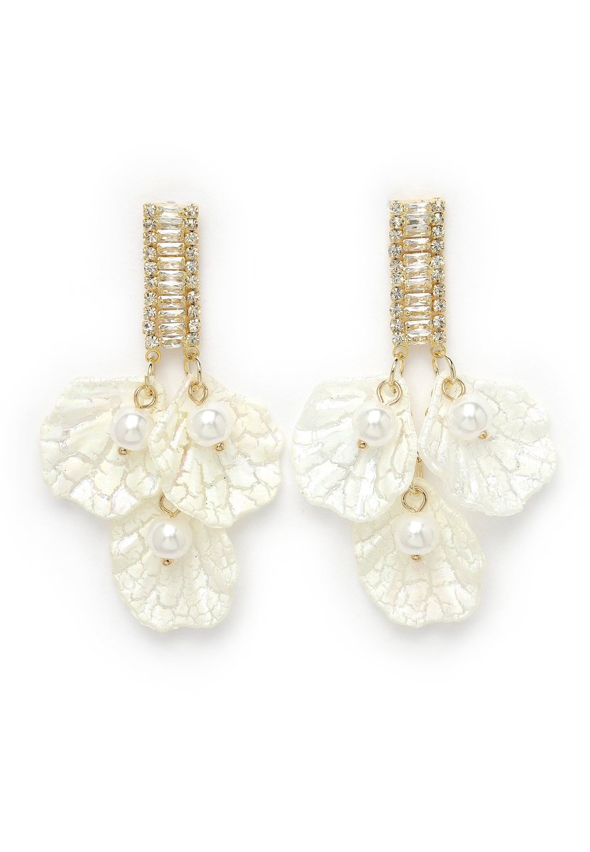 AVANT-GARDE PARIS Oorbellen - Wit Schelp Dangle - 1 stuk - Goudkleurig en natuurlijk elegant