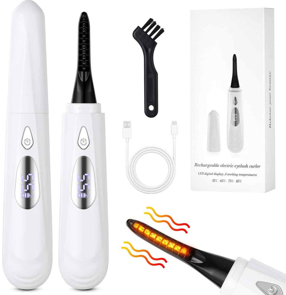 Elektrische wimpertang met led-display - 4 temperatuurstanden - snel opwarmen - voor make-up-kunstenaars - ShopVlot