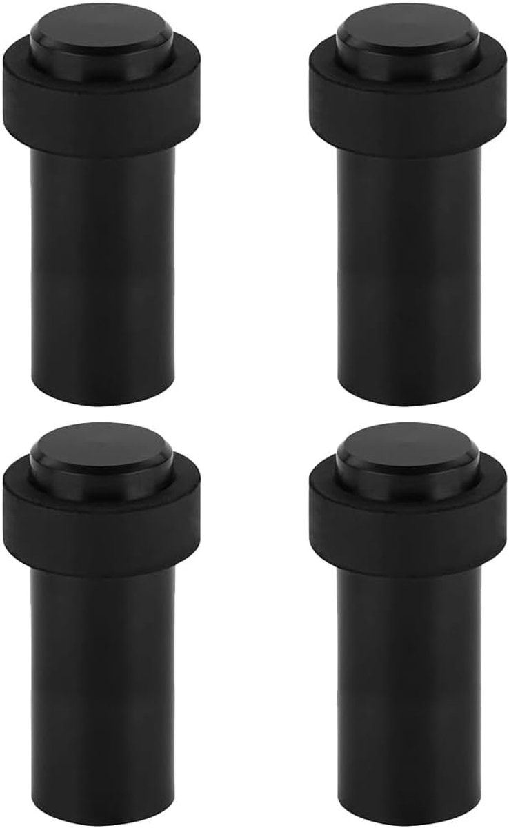 4-Piece Door Stopper Black Floor or Wall, Door Buffer Stainless Steel Floor Mounting, Cylinder-Shaped Door Stopper in - ShopVlot