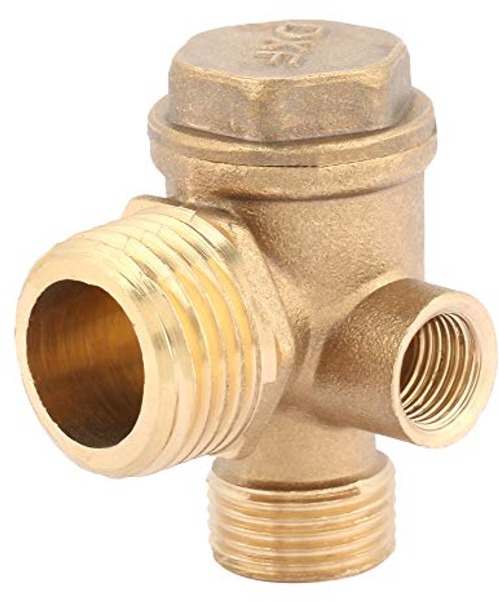 Air Compressor Check Valve, 3-Way Brass Male Thread Connections for Connection Hoses, Air Pressure Tank and Compressor - ShopVlot