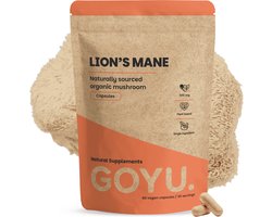 GOYU Lion's Mane 1.500 mg per dagdosering Biologisch 60 Capsules - Hericium Erinaceus - lions mane capsules - Mushroom mix - Vegan - Zonder toevoegingen - Lab getest - 30 dagen voorraad per zakje