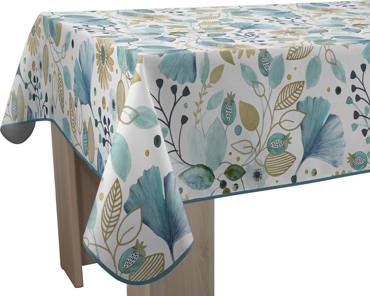 Famanu – Bloom tafelkleed, vuilafstotend, rechthoekig, 150 x 300 cm, voor speciale evenementen