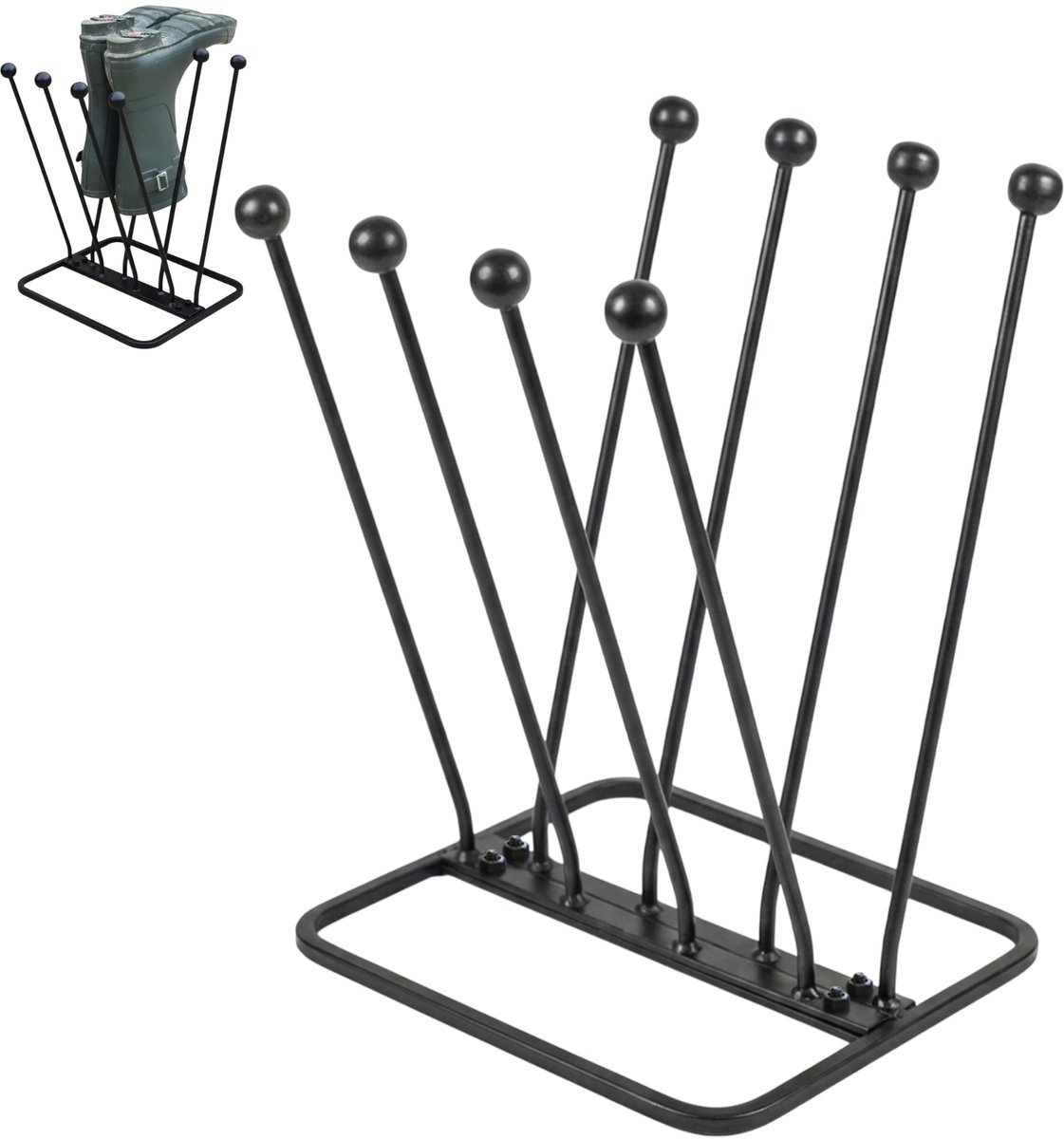 Famanu – Laarzenrek voor tuin en binnen, schoenorganizer voor 4 paar laarzen met schraper