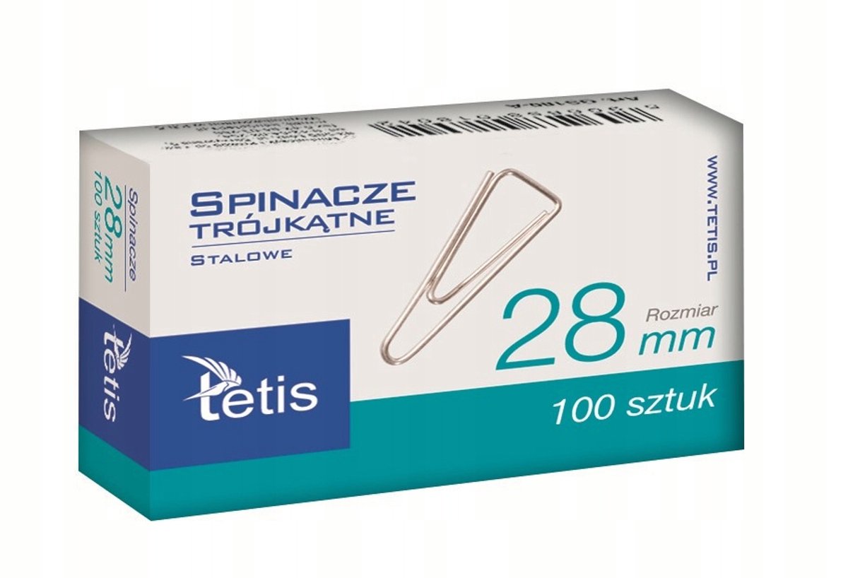 Tetis Driehoekige Kantoorklemmen 28mm - 100 Stuks