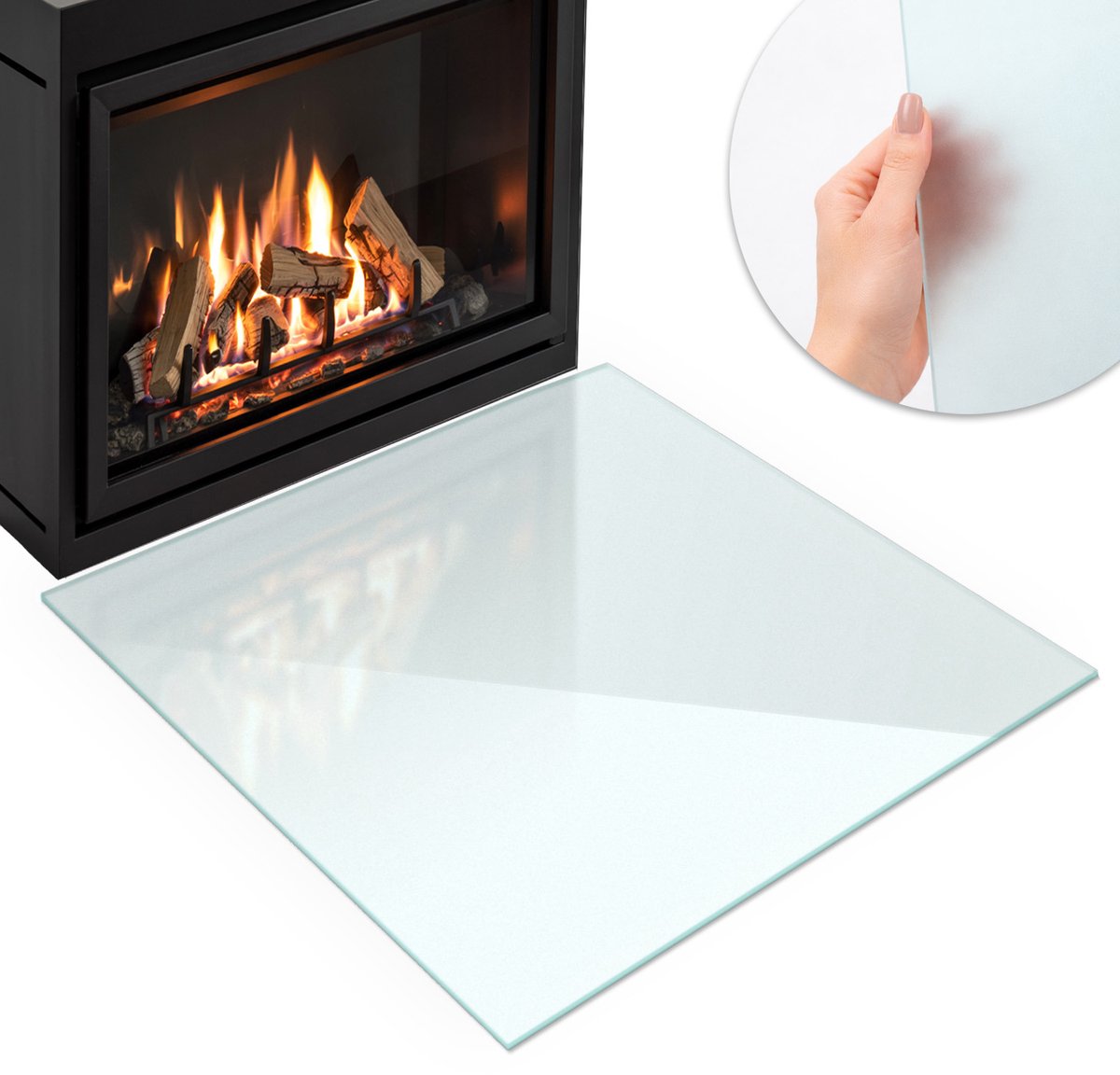 Wallfluent - Kachel vloerplaat - 60x60cm - Halftransparant Vierkant - Plaat voor onder kachel - Vloerbescherming