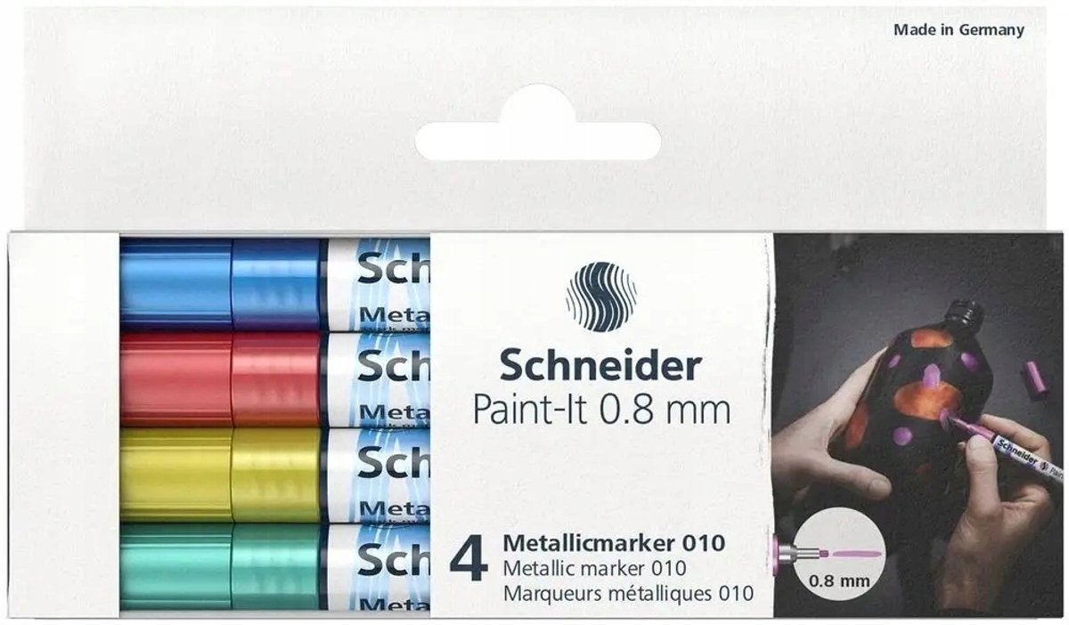 Schneider Paint-IT 010 Metallic acrylstiftenset - 4 stuks blauw