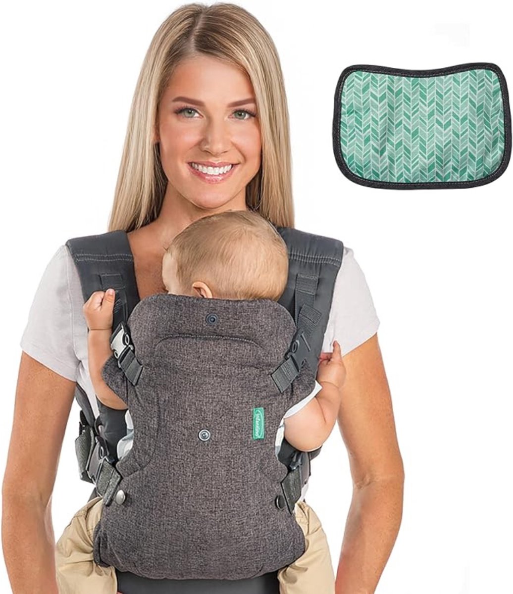 Verte Ergonomische Draagzak - Flip Advanced 4-in-1-Draagzak met Slabbetje – Ergonomisch – Verstelbaar – Met de Rug Naar Voren en Naar Achteren – Voor en Achter – Geschikt voor Pasgeborenen en Oudere Baby’s – 3,6–14,5 kg – Grijs