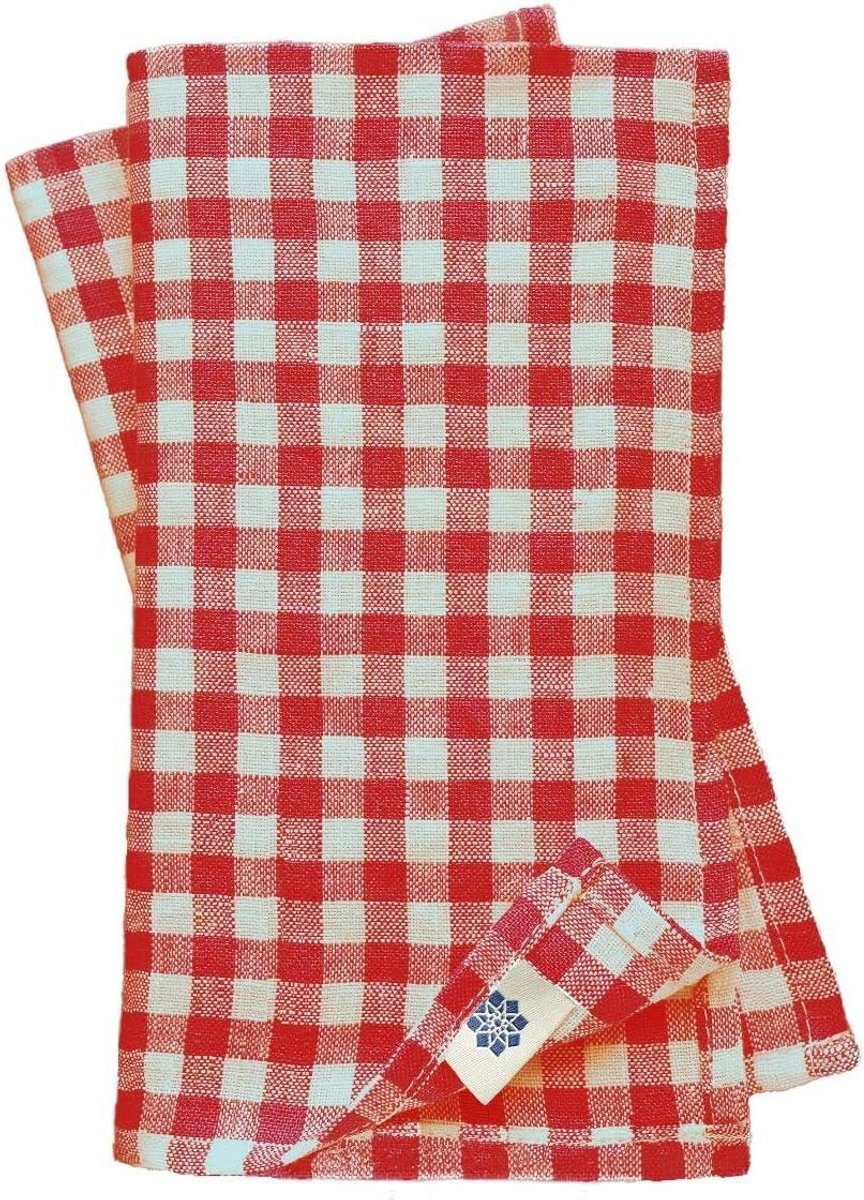 Linen & Cotton 4x Fabric Dinner Napkins Checkered Gingham Style Rustic Estella - ShopVlot