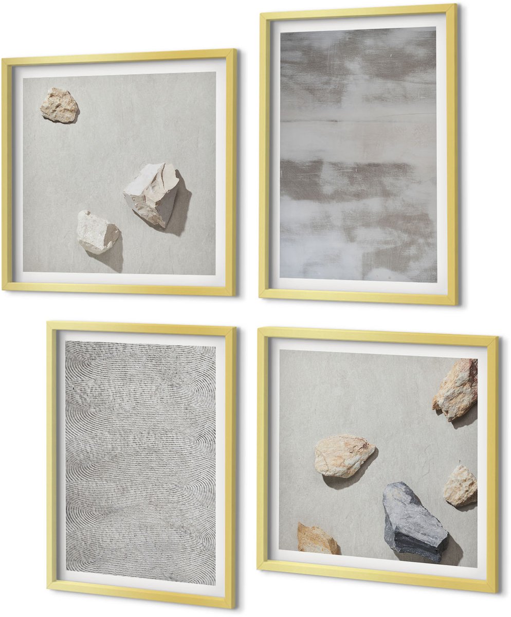Coloray 4-Delige Schilderij Set - Moderne textuurstructuren in een minimalistische stijl. - 40 x 40 cm en 40 x 60 cm - Wanddecoratie - Muurdecoratie - Moderne Interieurdecoratie - Moderne Wanddecoratie