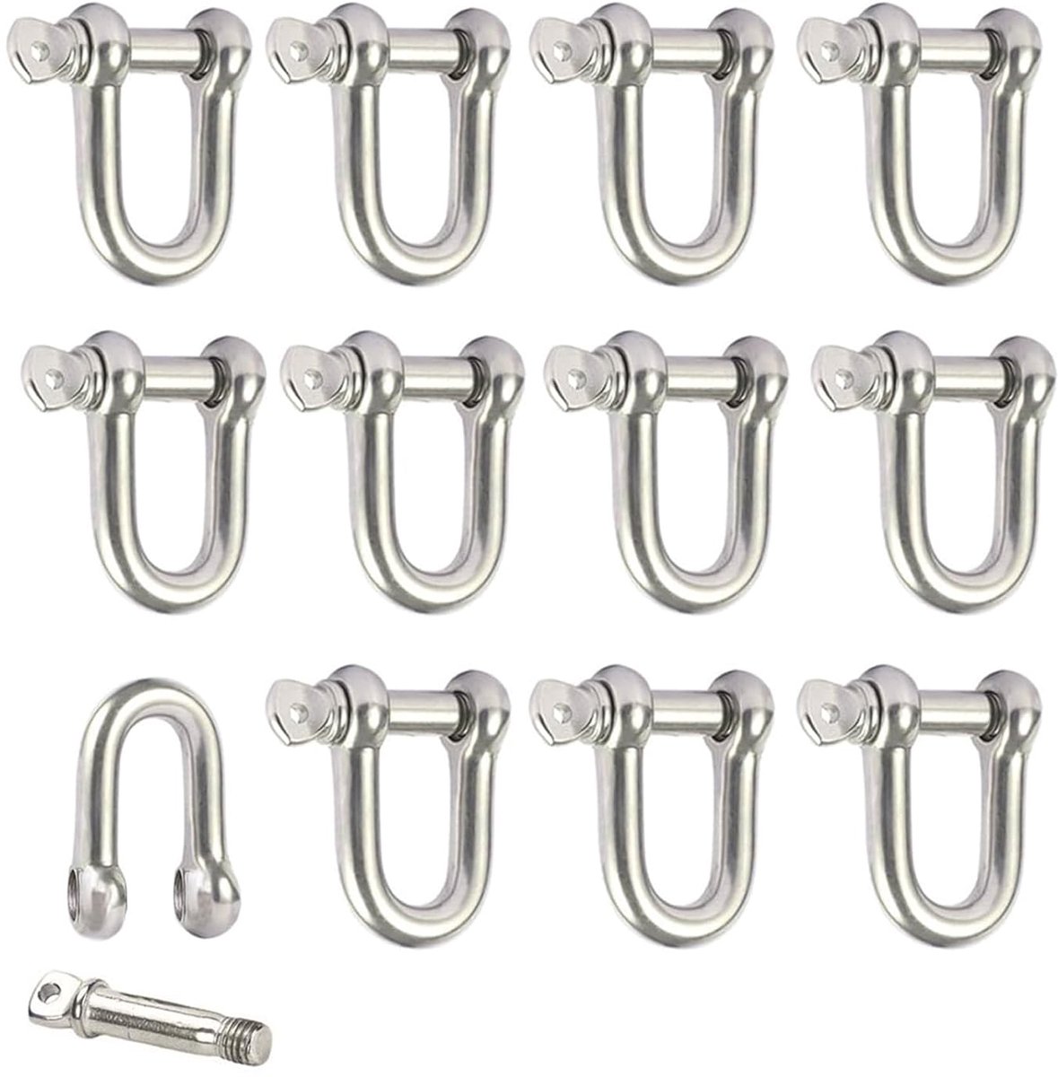 12pcs D-shape link, M4 stainless steel link, D link, stainless steel D-ring link, D-ring link straight, D link - ShopVlot
