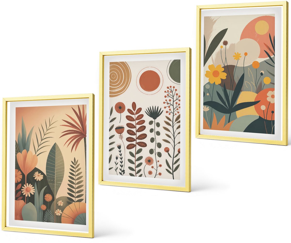 Coloray 3-Delige Schilderij Set - Lavendelbloemen, Olijven En Italiaanse Architectuur - 40 x 40 cm En 40 x 60 cm - Decoratieve Muurdecoratie - Slaapkamer - Moderne Wanddecoratie