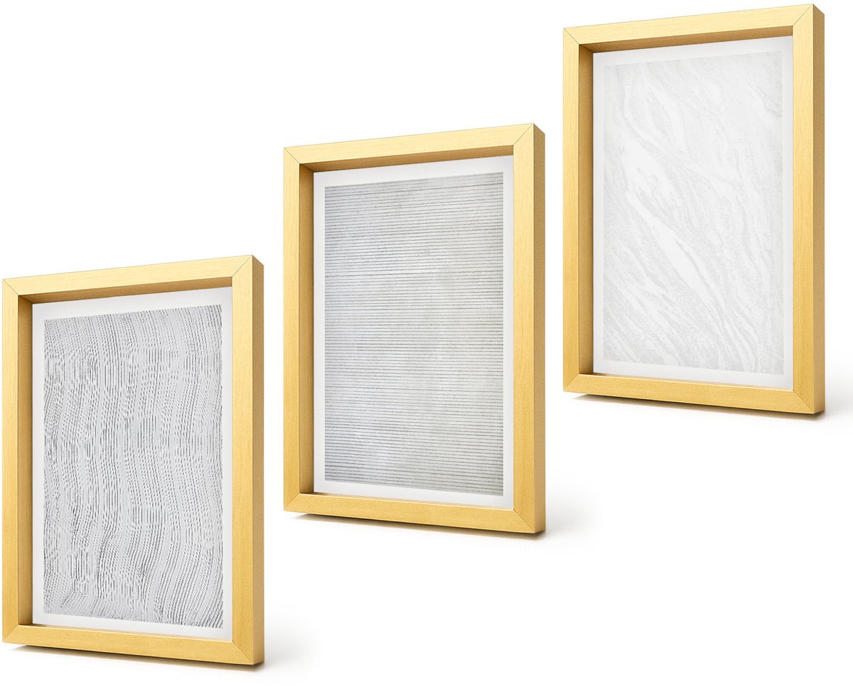 Coloray 4-Delige Schilderij Set - Heldere structuren, snaarpatronen op zand - 20 x 30 cm - Moderne Wanddecoratie - Slaapkamer - Stijlvolle Muurdecoratie