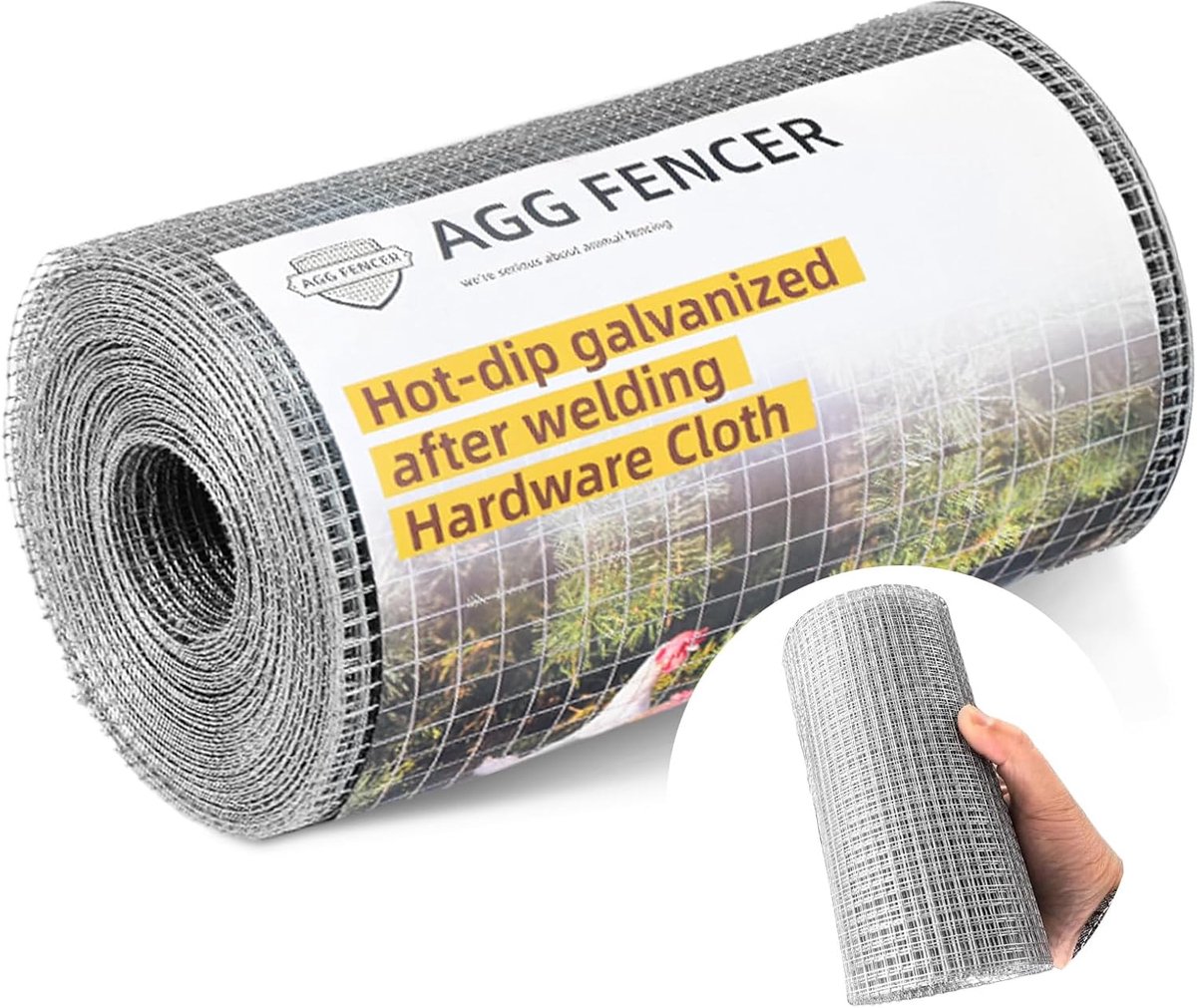 AggFencer 20cm x 7.6m Hardware Cloth 0.5cm Chicken Mesh Fence 23Ga, Hot-Dipped Galvanized After Welding Garden Plant - ShopVlot