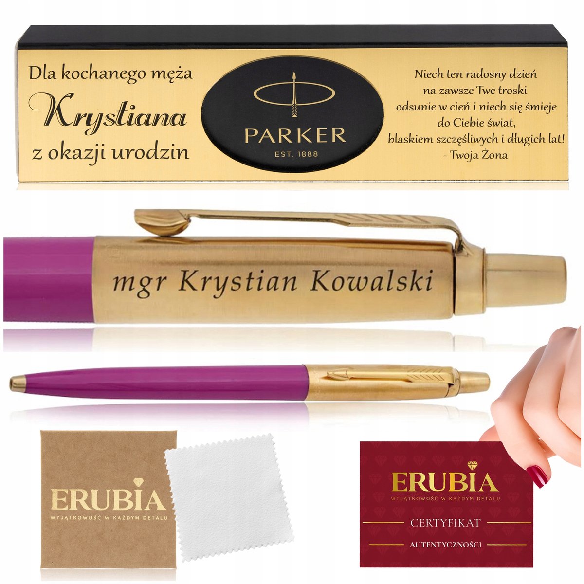 Parker Jotter 24 karaat gouden balpen - Magenta - Met gravure