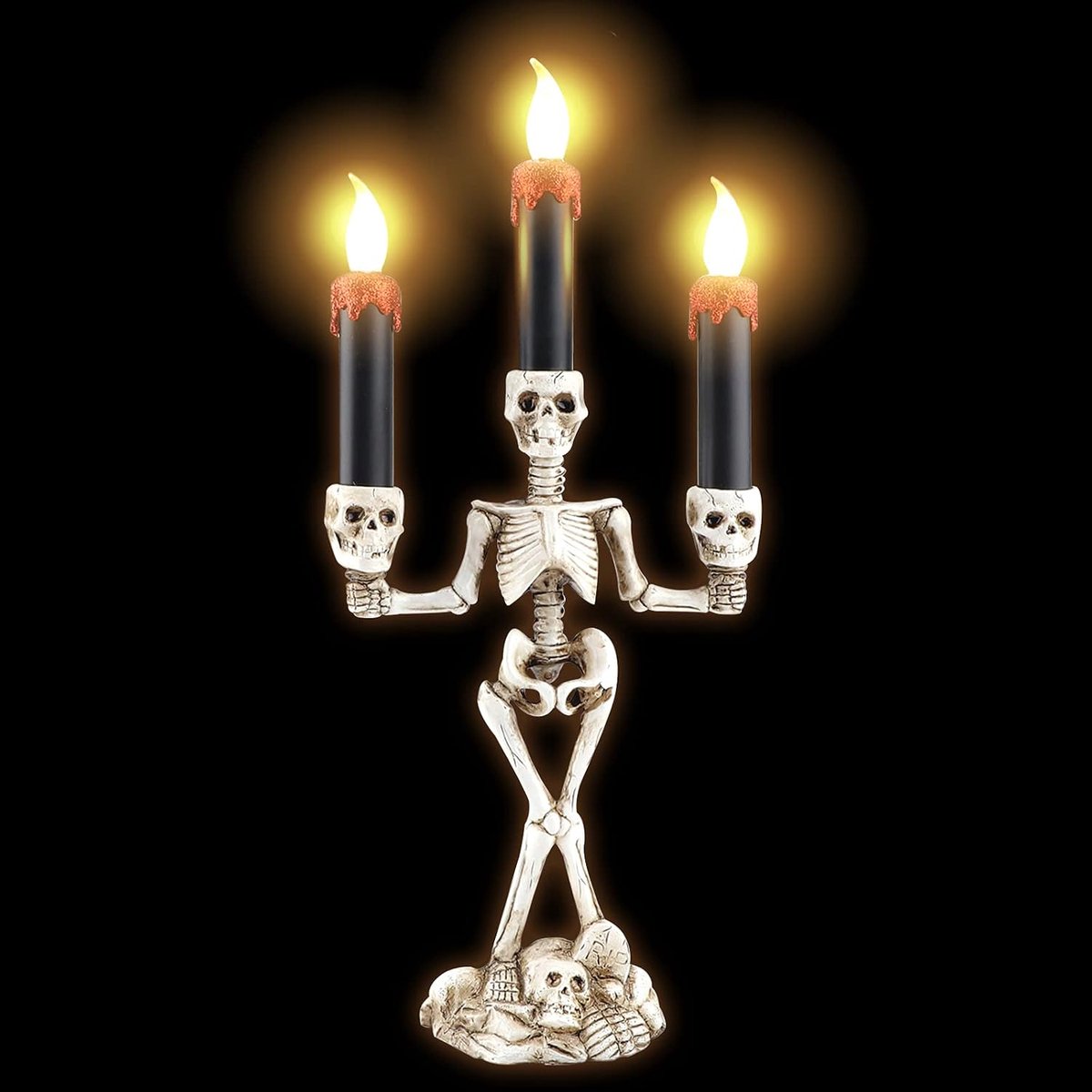 Halloween Candles, Candle Holder for Halloween Candle Holder with Light Holder for Skull Skeleton LED Candle Holder - ShopVlot